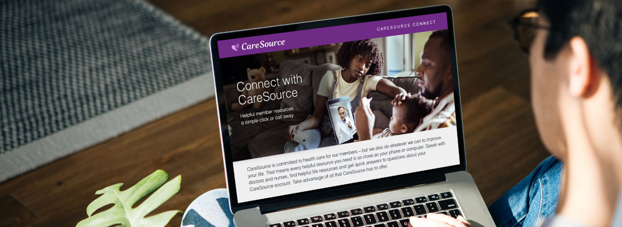 CareSource members looks at Project Connection homepage on his laptop